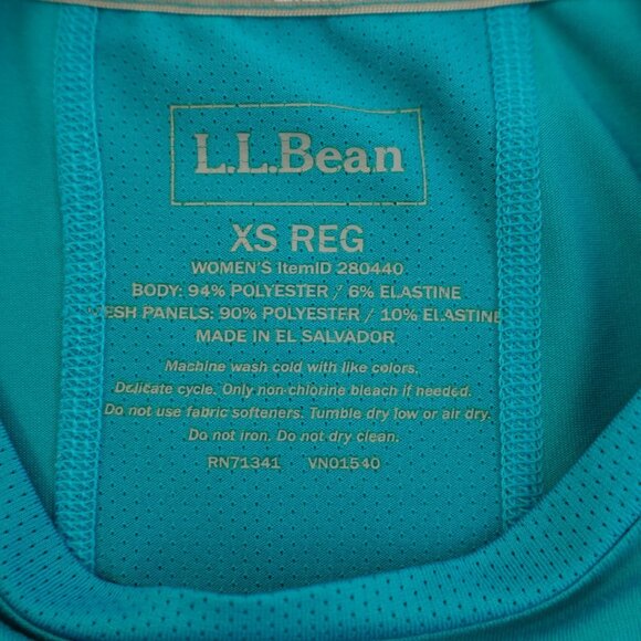 L.L. Bean Teal Crew Neck Athletic T-Shirt Top XS Reg Short Sleeve - Picture 9 of 10